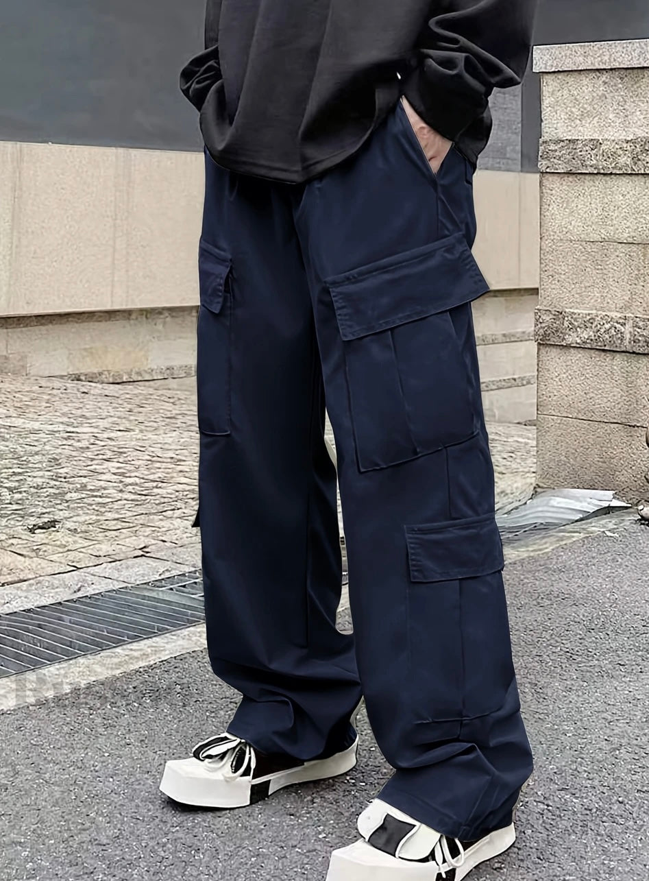 Flap Pocket Side Drawstring Waist Cargo
