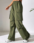 EZwear Flap Pocket Drawstring Cargo Trousers