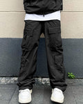 Flap Pocket Side Drawstring Waist Cargo