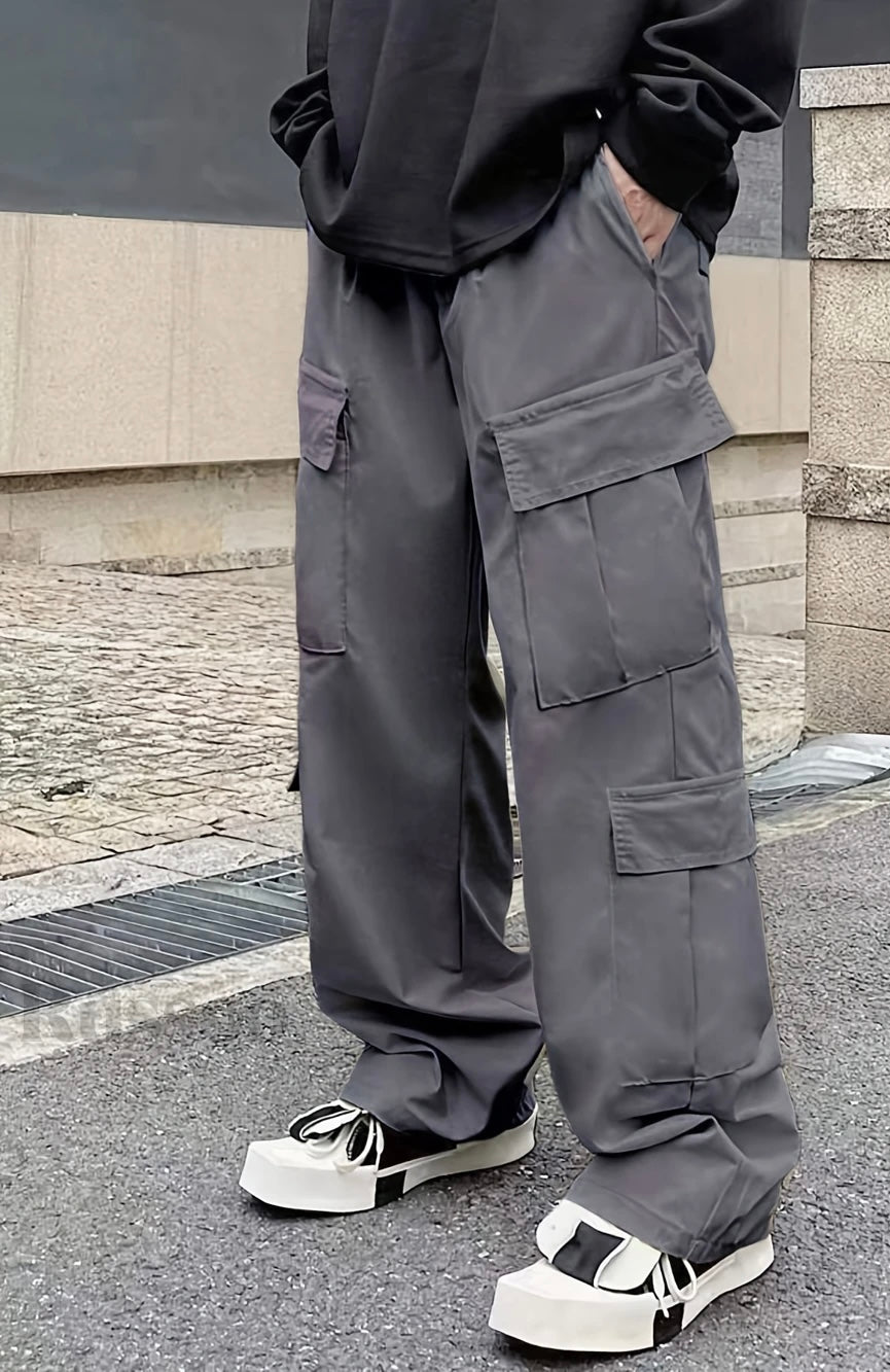 Flap Pocket Side Drawstring Waist Cargo