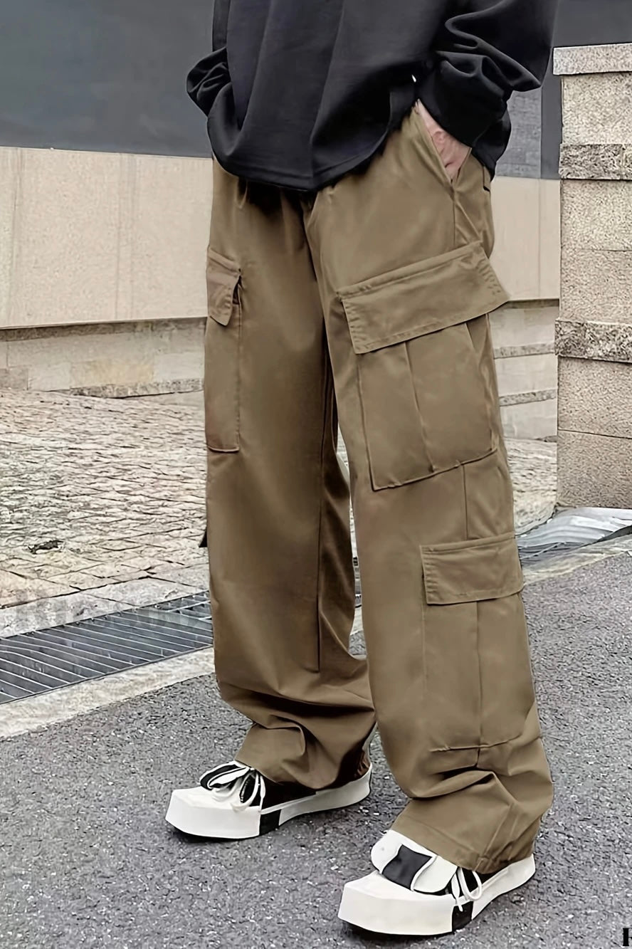 Flap Pocket Side Drawstring Waist Cargo