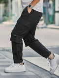 Black Cargo Pants with Knee Pockets