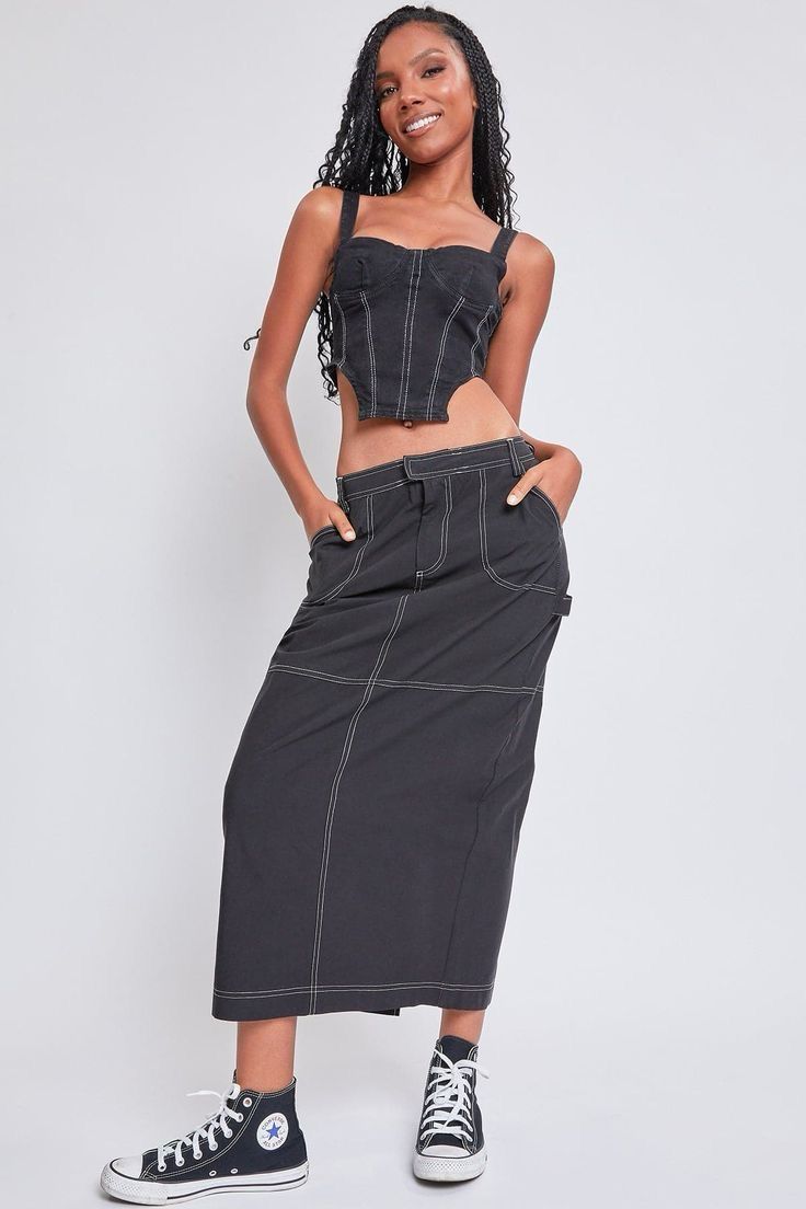 Twill Skirt With White Thread